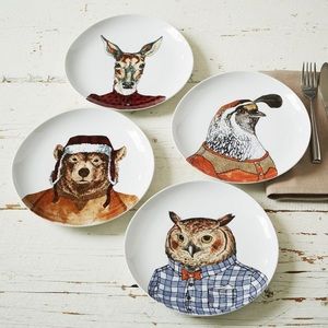 4 West Elm Rachel Kozlowski Dapper Animal salad plates